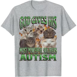 God Gives His Most Powerful Soldiers Autism Cats Graphic Tee Men Casual Cotton Short Sleeve T-Shirt