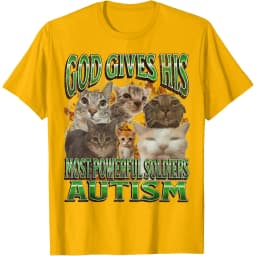 God Gives His Most Powerful Soldiers Autism Cats Graphic Tee Men Casual Cotton Short Sleeve T-Shirt
