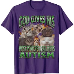 God Gives His Most Powerful Soldiers Autism Cats Graphic Tee Men Casual Cotton Short Sleeve T-Shirt