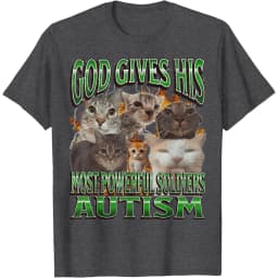 God Gives His Most Powerful Soldiers Autism Cats Graphic Tee Men Casual Cotton Short Sleeve T-Shirt