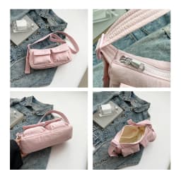 Women Casual Shoulder Bag Solid Color Simple Messenger Hobos Large Capacity Nylon Crossbody Zipper Closure for Party Vacation