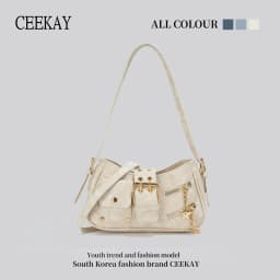 2026 New CEEKAY Denim Shoulder Bag, Y2K Style Hobo Bag with Belt Buckle Decor, Casual Underarm Bag for Women Trendy Denim Tote