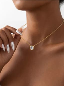 Personalized 1ct Moissanite Necklace for Woman Round Diamond Pendant Engagement Wedding Party Jewely New