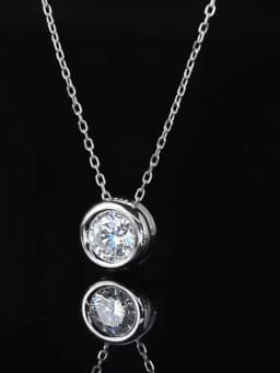 Personalized 1ct Moissanite Necklace for Woman Round Diamond Pendant Engagement Wedding Party Jewely New
