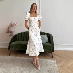 Casual Short Puff Sleeve Floral Print A-Line Dress 2026 Summer Korean Womens Midi Dress Elegant Flowy Dress Beach Y2k Clothing