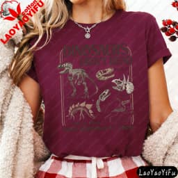 Dinosaurs Didn't Read Women T-Shirt Casual Short Sleeve Summer Gift for Her Cotton Fashion Tops Dinosaur Fossil Printed Design.