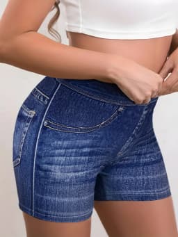 Women's High Waist Yoga Shorts Butt Lifting Fitness Workout Running Shorts Summer Slim Denim Look Casual Sports Shorts