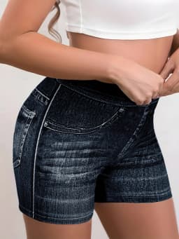 Women's High Waist Yoga Shorts Butt Lifting Fitness Workout Running Shorts Summer Slim Denim Look Casual Sports Shorts