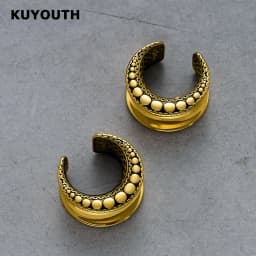 KUYOUTH 2Pcs Moon Shape Ear Gauges Tunnels Saddle Plugs Vintage Tribal Ear Stretchers Piercing Jewelry Gift for Ear Stretching