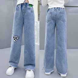 Girls Spring Jeans Children Wide-Leg Denim Pants Autumn Teenager Casual Loose Straight-Leg Trousers Kids Fashion Clothing