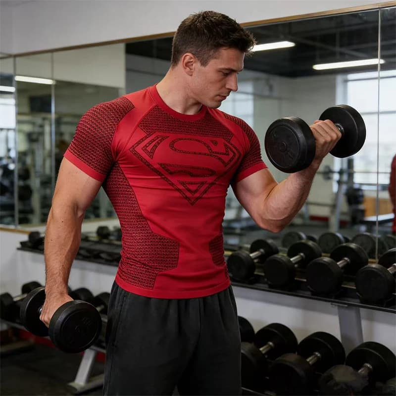 2026New Men's High Elastic Quick Dry Sports T-Shirt Tight Workout Breathable Summer Gym Trendy Short sleev tops Training T-shirt