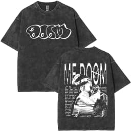 Rapper Mf Doom Tour 2026Vintage Washed T Shirts Men's Women Fashion Oversized T-shirts Y2K Hip Hop Gothic Short Sleeve T Shirts