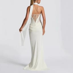 Summer New Style off-Neck Special-Interest Design Elegant Fashionable Solid Color Ribbon Pleated Dress for Women Banquet style