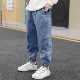 3-12 Years Spring Autumn Boys Jeans Letter M Slim Fit Style Casual Long Trousers For Kids Handsome Children Birthday Present
