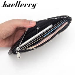 Baellerry Men's Long Business Wallet Genuine Leather Money Handbag Card Holder Mobile Phone Case - Gift for Father Son Husband