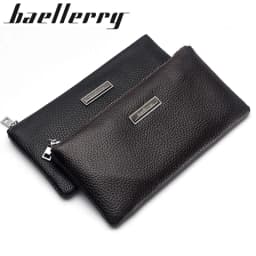 Baellerry Men's Long Business Wallet Genuine Leather Money Handbag Card Holder Mobile Phone Case - Gift for Father Son Husband