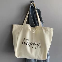 Canvas Shopping Bags New Text Series Women Casual Large Capacity Ins Tote Bag Cute Shopper Bag Simple Korean Style Shoulder Bag