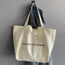 Canvas Shopping Bags New Text Series Women Casual Large Capacity Ins Tote Bag Cute Shopper Bag Simple Korean Style Shoulder Bag