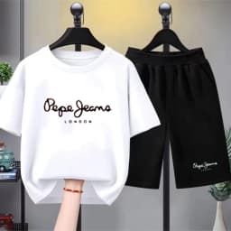 Children Clothes Brand Letters Print T-shirt 3-12Yrs Boys Girls Short-sleeved Top+Shorts Casual Fashion Sports Set Clothing