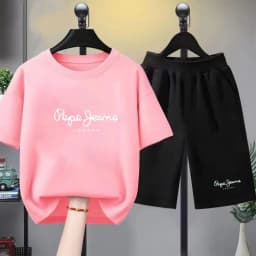Children Clothes Brand Letters Print T-shirt 3-12Yrs Boys Girls Short-sleeved Top+Shorts Casual Fashion Sports Set Clothing