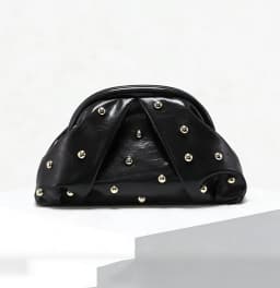 New Style Riveted Pleated Handbag for Women, Clutch Bag, Zipper Bag, Fashionable, Casual, Simple, Daily Commute, Evening Party B