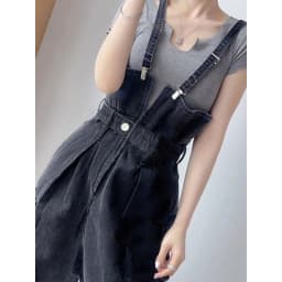 Women's Summer Adjustable Straps Cargo Pocket Denim Non-Stretch High Waist Wide Leg Casual Vintage Y2K Streetwear Jumpsuit