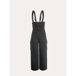 Women's Summer Adjustable Straps Cargo Pocket Denim Non-Stretch High Waist Wide Leg Casual Vintage Y2K Streetwear Jumpsuit