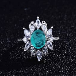 Luxurious Geometric-Shaped Paraiba Tourmaline Gemstone Ring for Ladies Micro-Set Diamond Silver Version Jewelry