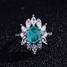 Luxurious Geometric-Shaped Paraiba Tourmaline Gemstone Ring for Ladies Micro-Set Diamond Silver Version Jewelry