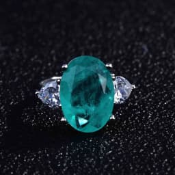Luxurious Geometric-Shaped Paraiba Tourmaline Gemstone Ring for Ladies Micro-Set Diamond Silver Version Jewelry