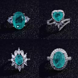 Luxurious Geometric-Shaped Paraiba Tourmaline Gemstone Ring for Ladies Micro-Set Diamond Silver Version Jewelry