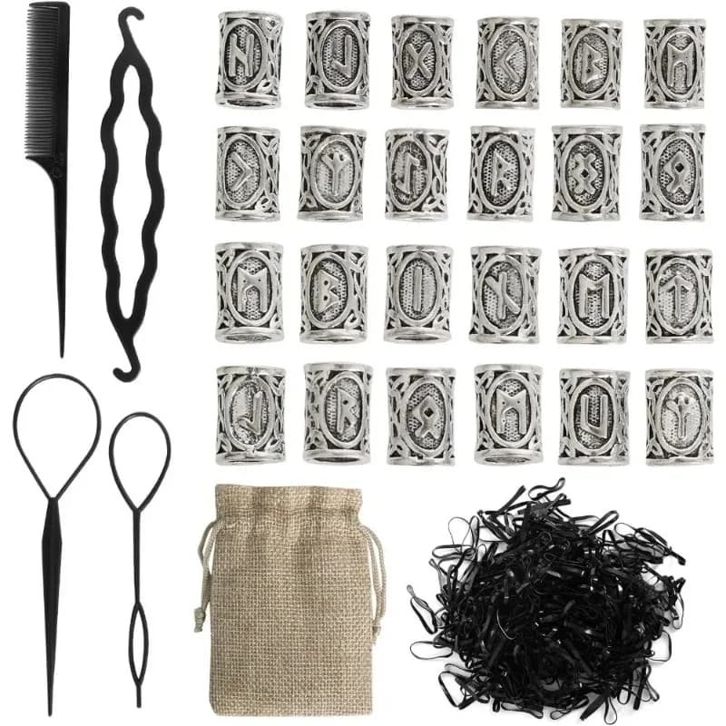 New Hair Tool Set ,Beard Beads Set Viking Piece, Viking Beard Beads Nordic Hair Accessories for Jewellery DIY Pendant Necklace