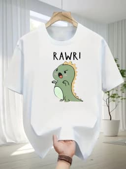 Funny RAWR Dinosaur Graphic T Shirt Women Men Summer Casual Short Sleeve Crew Neck Loose Tee Kawaii Animal Print Harajuku Top