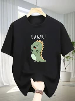 Funny RAWR Dinosaur Graphic T Shirt Women Men Summer Casual Short Sleeve Crew Neck Loose Tee Kawaii Animal Print Harajuku Top
