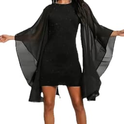 2026 casual and comfortable women's round neck long sleeved hollow out dress short skirt - sequin slim fit design