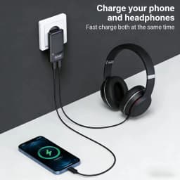65W GaN USB C Charger 2-port Flat USB C Wall Charger With USB C Fast Charging Ultra-thin Foldable Plug Suitable For Mobile Phone