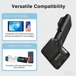 65W GaN USB C Charger 2-port Flat USB C Wall Charger With USB C Fast Charging Ultra-thin Foldable Plug Suitable For Mobile Phone