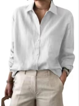 Women's Linen Button Down Shirt Loose Fit Long Sleeve Casual Solid Color Oversized Blouse Summer Beach Office Tops