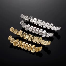 Iced Out Teeth Grillz 10 Top 10 Bottom 5A CZ Stones 14K Gold Plated Zircon Tooth Caps Rapper Mouth Jewelry
