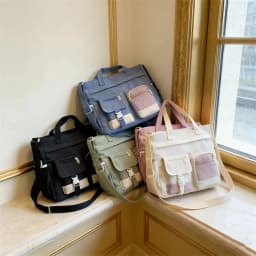 Stylish Nylon Tote Bags 5 Soft Hues Shoulder Crossbody Bag Spacious Design with Multiple Pockets Ideal for Student Work Travel