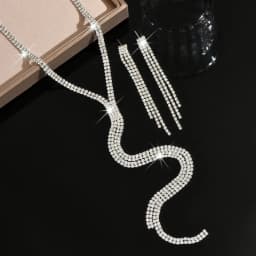 Multi-layer rhinestone fringed necklace and earrings set - fashionable zircon long-sleeved sweater chain for women. Wife's Gift