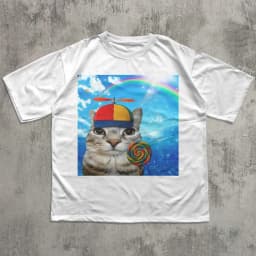 Lollipop Silly Cat T-shirt Cat Meme Printed T-shirt Cute Couple Shirt Women's Comfortable Plus Size T-shirt