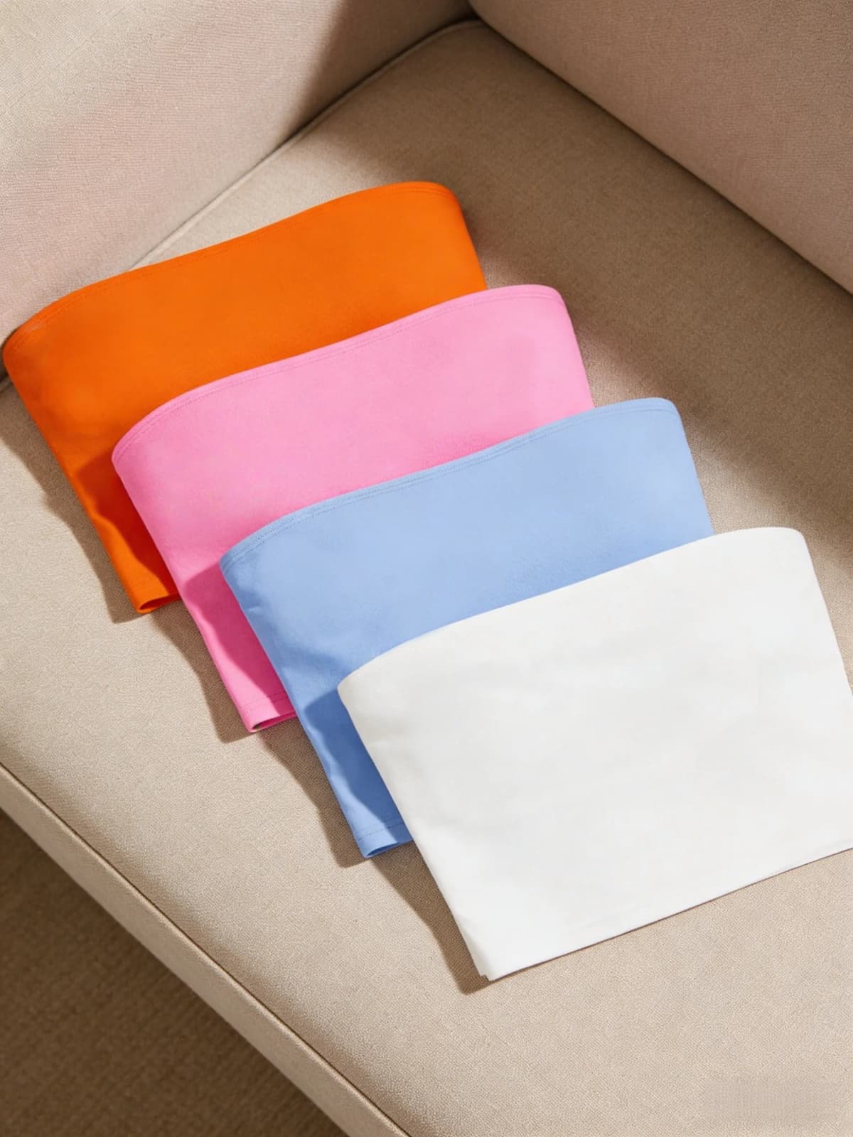 Women 4 Pack Strapless Tube Top Set Casual Solid Sleeveless Bandeau Top Set