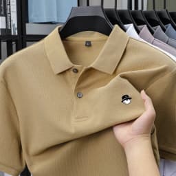 Summer best-selling brand new cartoon exquisite pattern embroidered polo shirt fashionable men 100% cotton comfortable short top