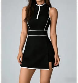 Summer Women Dress Outdoor Running Suit Lapel Collar Zipper Dress Female Sleeveless quick drying Soft Yoga Skirts Daily Wear