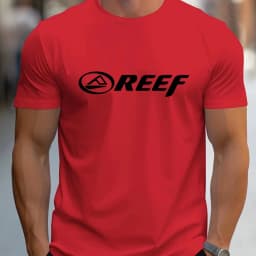 Men's Casual Crew Neck T-Shirt 100% Cotton Knit Fabric Slight Stretch Regular Fit REEF Alphabet Pattern Fashion Trendy Tee Top