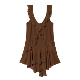 Women's Dress Spring Summer 2026 V-Neck Layered Decorative Strap Mini Dress Casual Loose Fit Natural Waist Sleeveless Dress