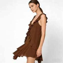 Women's Dress Spring Summer 2026 V-Neck Layered Decorative Strap Mini Dress Casual Loose Fit Natural Waist Sleeveless Dress