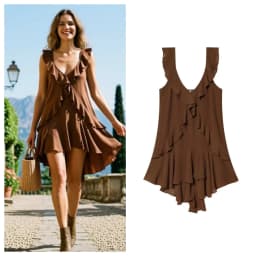 Women's Dress Spring Summer 2026 V-Neck Layered Decorative Strap Mini Dress Casual Loose Fit Natural Waist Sleeveless Dress