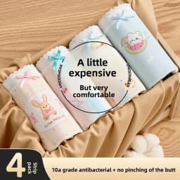 4 Pack Girls Underwear Cotton A-Class for 3-15 Years No Wedgie Summer Comfort